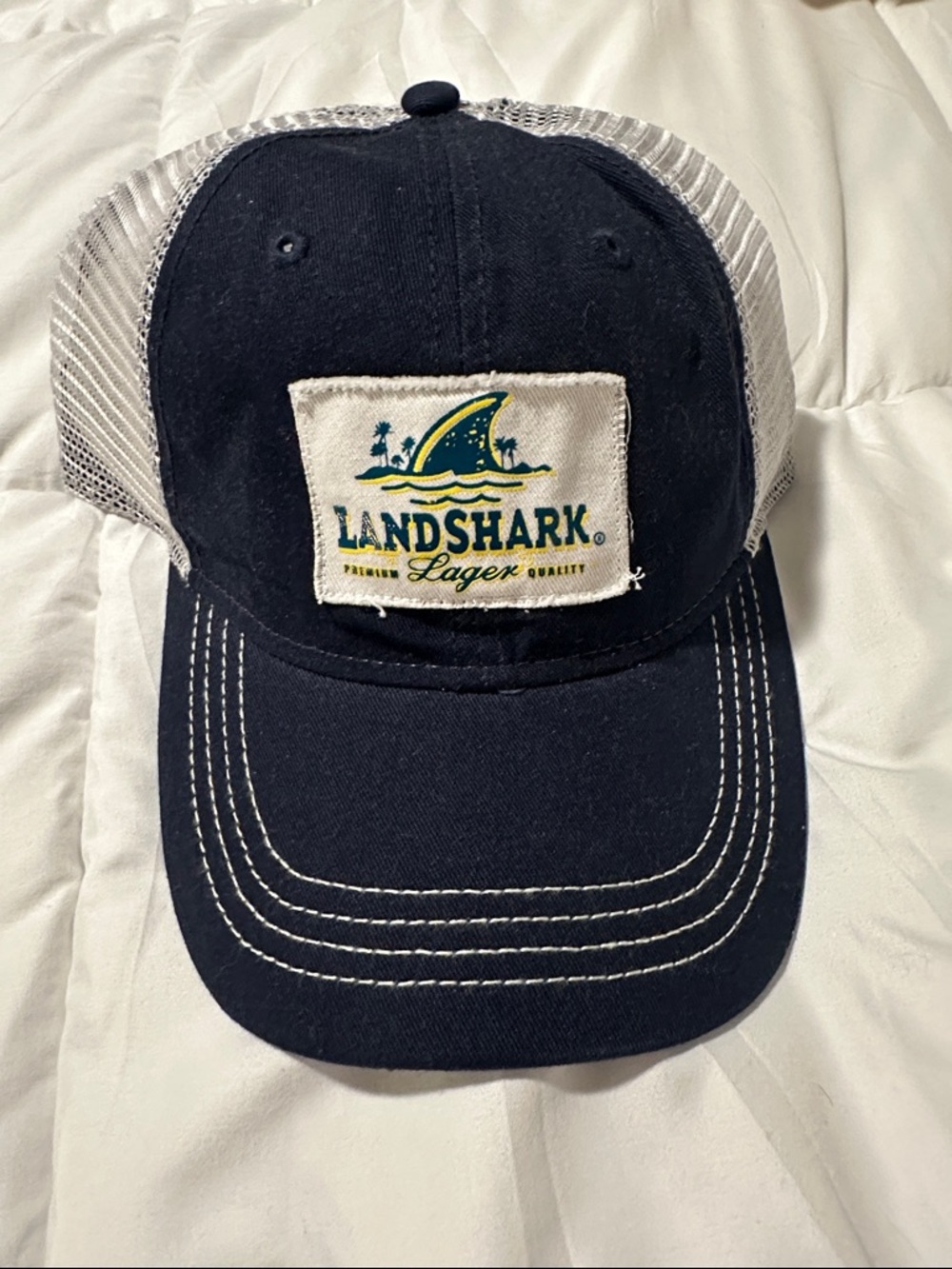 Men's Navy Trucker Hat - Landshark logo Logo